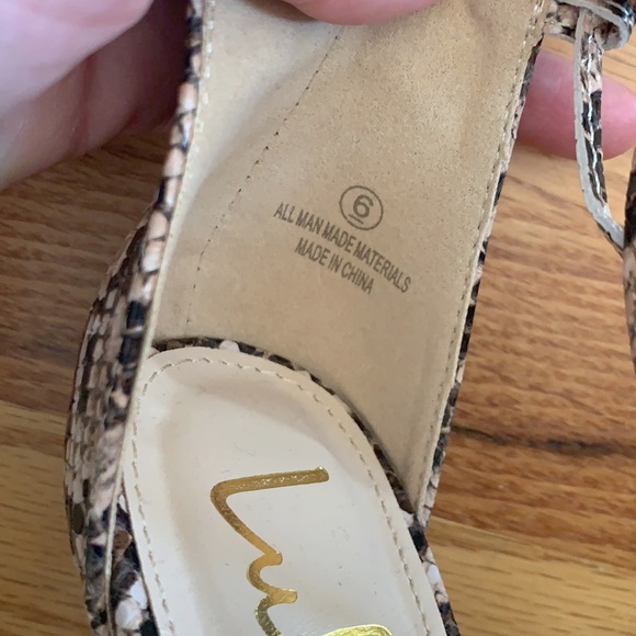 Tan Snake Print Lace Up Pumps - Picture 7 of 10